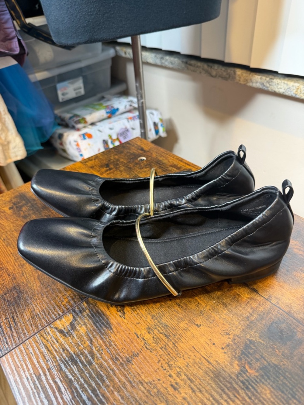 Worthington Talmond Square Closed Toe Ballet Flats Black Memory Foam Size 10